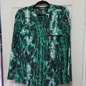 Calvin Klein Green Patterned Women's Blouse